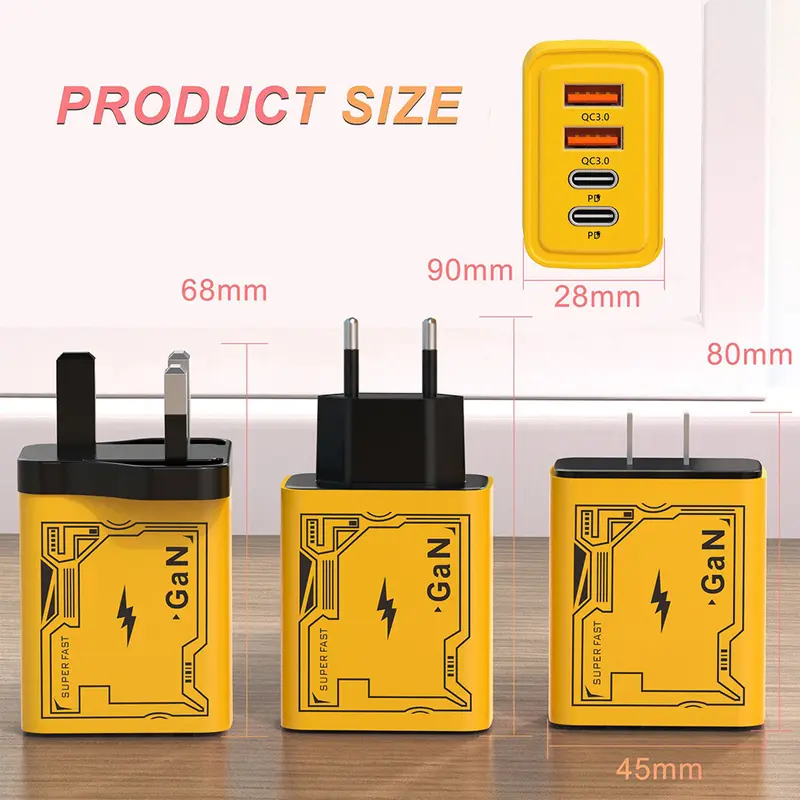 Bộ sạc USB C PD, 4 cổng, 120W, Sạc nhanh 3.0, Bộ Chuyển Đổi bộ sạc điện thoại USB C, Tương thích với iPhone 15, 14, 13, Samsung, Xiaomi, Huawei, Oppo, Vivo Phụ Kiện 7