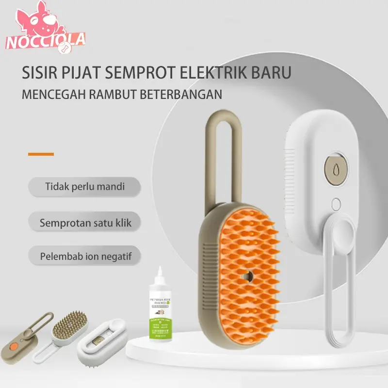 【COD】Sisir Uap Hewan Peliharaan 3 In 1 Sikat Silikon Kucing Sisir Mandi Anjing Pijat Hewan Peliharaan Semprotan Elektrik Sikat Rambut Kucing Sikat Perawatan Hewan Peliharaan