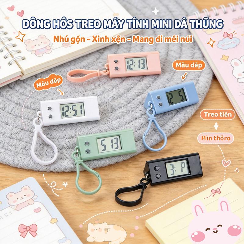 Đồng hồ treo tường mini hoạt hình, đồng hồ điện tử nhỏ gọn đơn giản dành riêng cho học sinh.