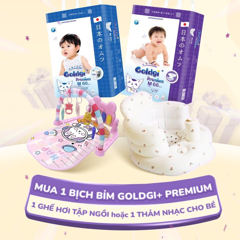    MUA 1 TẶNG 1   Bỉm Goldgi Premium Cao Cấp Thấm Hút Nhanh An Toàn Cho Bé Có Quà Tặng Kèm Thảm Nhạc Hoặc Ghế Hơi 