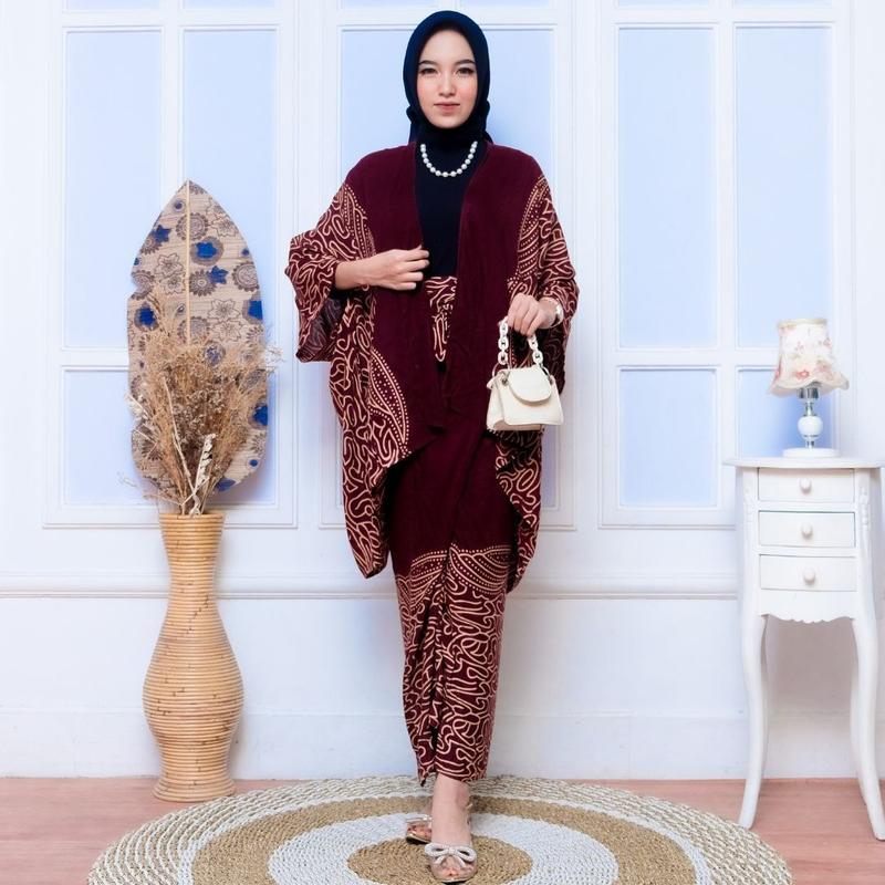 SETELAN 1SET BRIDESMAID BATIK ROK LILIT DAN CARDIGAN KONDANGAN 1