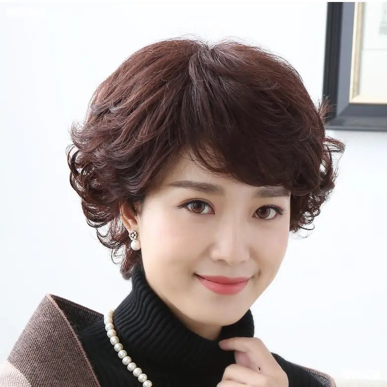 Curl female hair head mother grandmother middle-aged wig roll send short elderly wig female middle-aged and elderly curly hair short hair