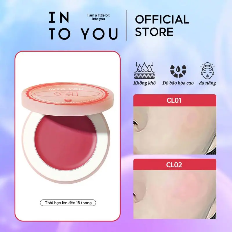INTO YOU Kem má hồng mở nắp màu sắc matte đơn phấn má  Trang Điểm 4g