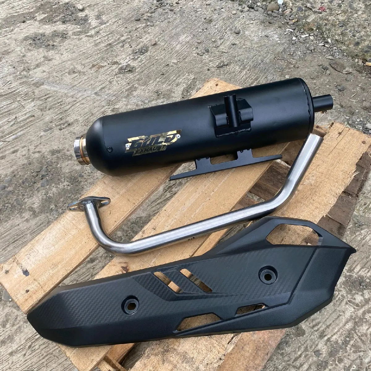Knalpot Shijiro Original GOLD EXHAUST untuk Motor “Vario 125/150 LED, Beat FI ESP, Deluxe Mio Sporty, Nmax, Aerox, PCX” Motorcycle