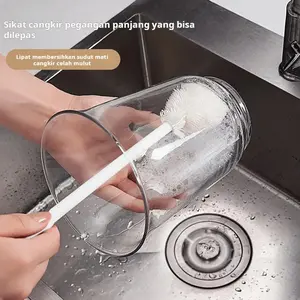 【Beli 1 Gratis 1】Sikat cuci cangkir bergagang panjang untuk membersihkan sikat kecil bergagang panjang, cangkir air, pemecah dinding, alat perawatan pribadi, celah bening, kacamata sikat-zjt