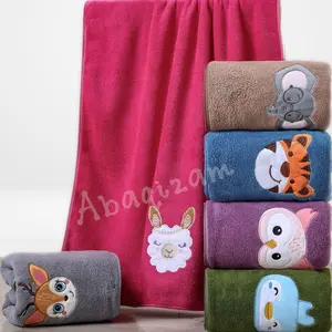 Handuk bayi anak karakter animal Microfiber daya serap tinggi motif premium timbul 50x100cm