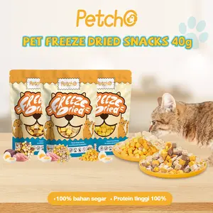 Petcho Freeze Dried Dada Ayam dan Kuning Telur Cemilan Kering Dadu Anjing Kucing Snack Sehat Lezat Protein Tinggi Food Grade 100% Bahan Segar Tanpa Gandum Makanan Hewan Peliharaan