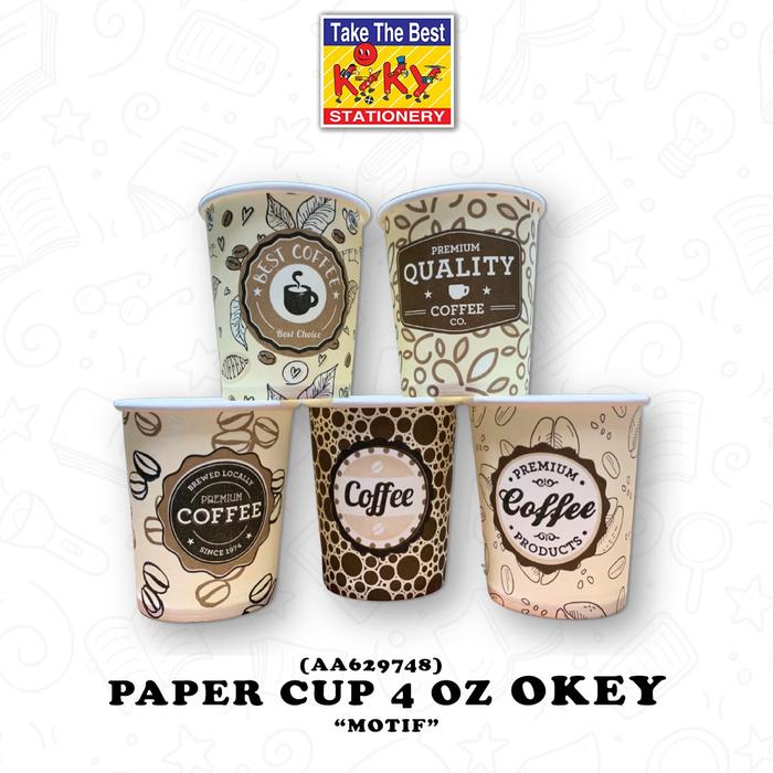 Gambar OKEY Paper Cup 4 Oz -1 Pack isi 50 Pcs Gelas Kertas Kopi Tahan Panas - Polos dari Kiky Stationery Kota Administrasi Jakarta Barat 3 Tokopedia