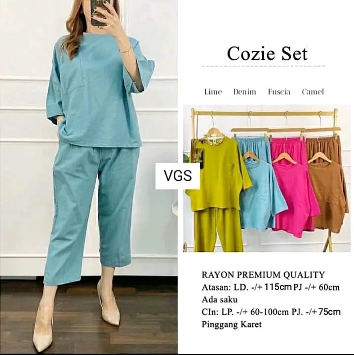 Set Atasan dan Bawahan Wanita Cozi dengan Bahan Katun Premium - Celana Formal 2