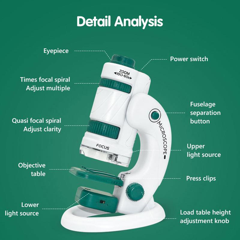 Portable Microscope Lab LED 60-180X Biological Experimental Optical Toys Children's Science Education Toys 4