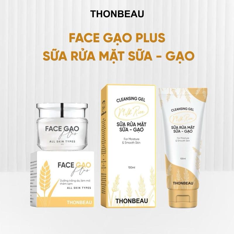  Kem Face Gạo Plus + Sữa Rửa Mặt Gạo  Chai Lớn  - Skincare Nữ Women 