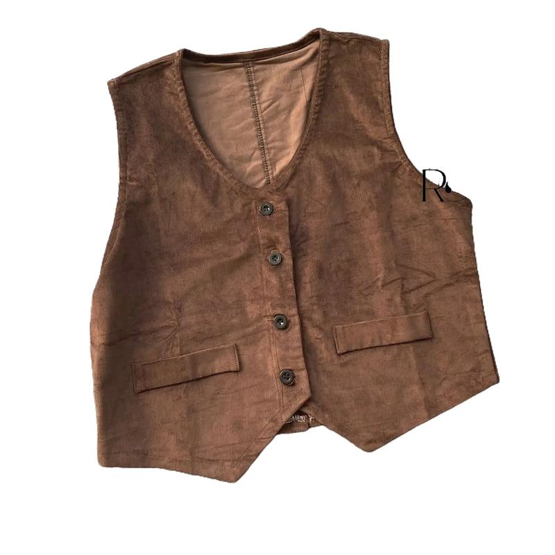 Sella Vest Corduroy Rompi Wanita Corduroy One set Wanita Kekinian Rompi Premium Emma Set Vintage Panjang Atasan Casual 1