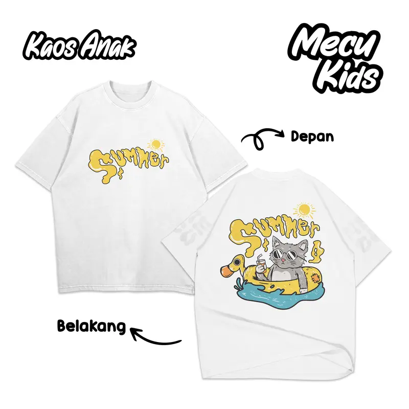 MECUKIDS CAT SUMMER KAOS DISTRO ANAK UMUR USIA 4 5 6 7 8 9 10 11 12 Tahun Tangan Lengan Pendek Combed Katun 7