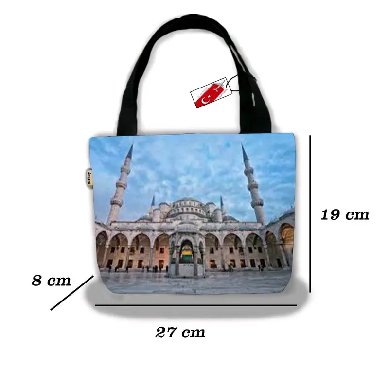 Totebag Mini Kanvas Wanita  Lucu Souvenir Pengajian Haji Umroh Motif Printing batik/ Kakbah  Terbaru 2024 Hitam Wanita 8
