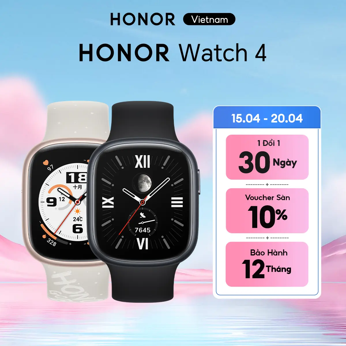 Đồng hồ thông minh HONOR Watch 4 | Màn hình 1.75" AMOLED, Pin 14 ngày, Nghe gọi Bluetooth | Hàng Chính Hãng