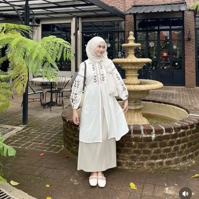 ZR fashion - Azzura Tunik Linen Bordir Bunga Muslim Panjang 3