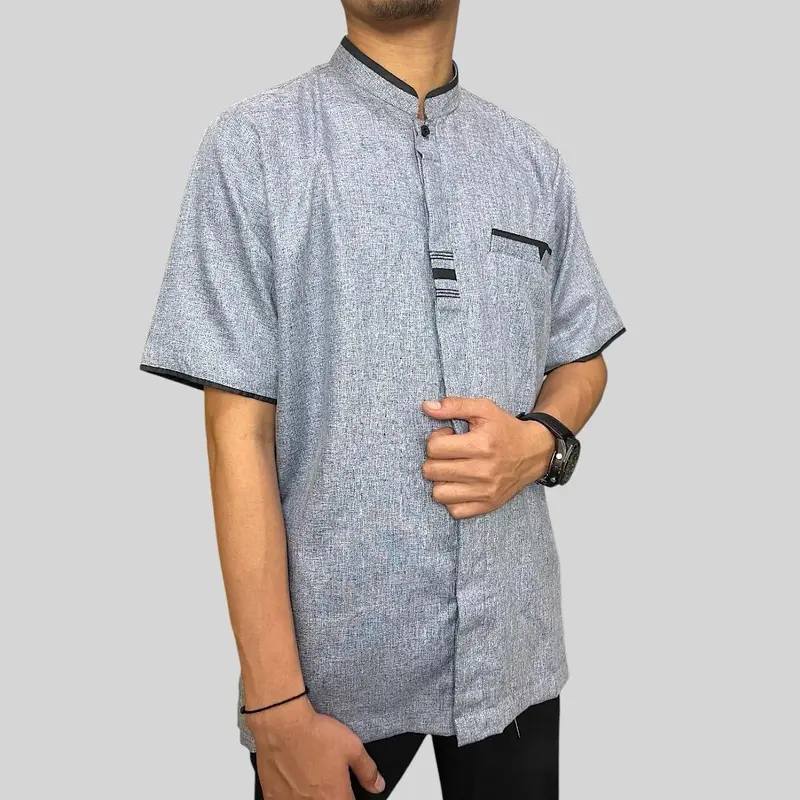 Baju Koko Kurta Lengan Pendek Bahan Katun Madinah Muslim 0