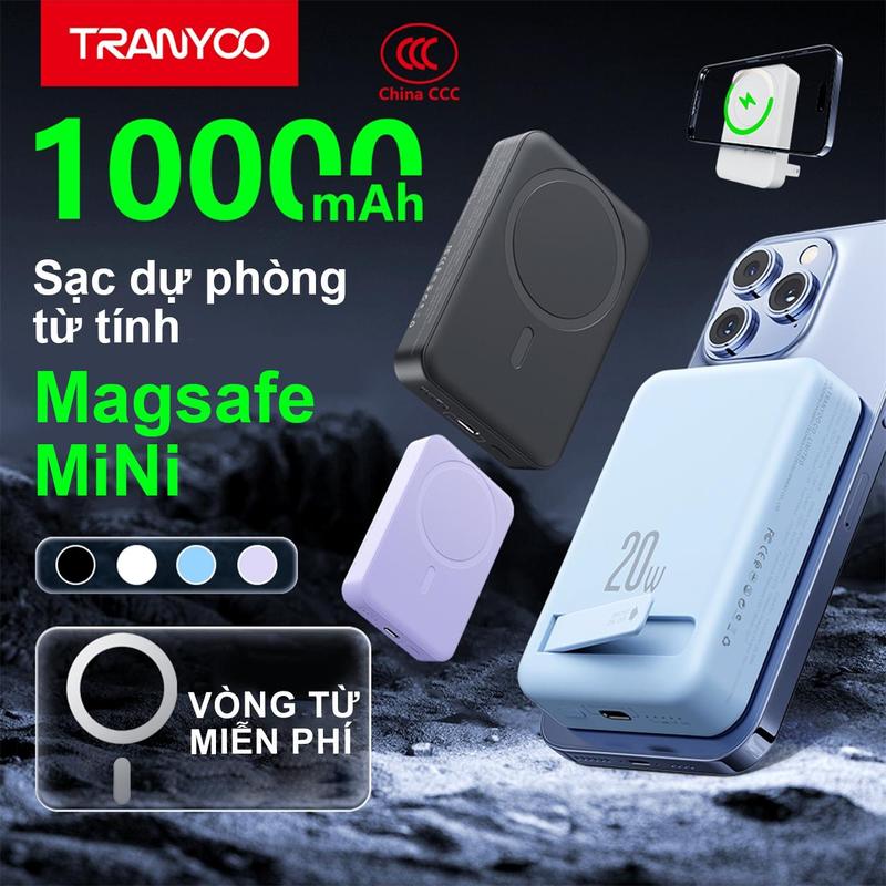 Sạc Magsafe 10000mAh Sạc không dây F25 siêu nhỏ cho iphone Hỗ trợ sạc bằng cáp sạc PD 20W Hấp Thụ Từ Tính, Có Chân Đế Phụ Kiện Sạc Pin,Thích hợp cho dòng iPhone 12/13/14/15/16/17