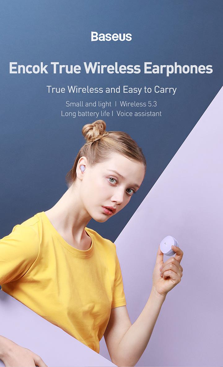 Product Introduction of Baseus Encok WM01 True Wireless Bluetooth Earphone Pengurangan Kebisingan Tahan Air Mini Earbuds TWS Headphones Biru 32