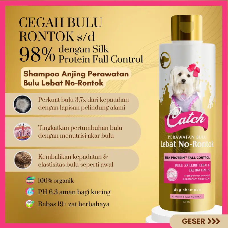 Catch - Shampoo Anjing Anti Kutu , Pelebat Anti Rontok , Solusi 3-in-1, Bulu Putih 4