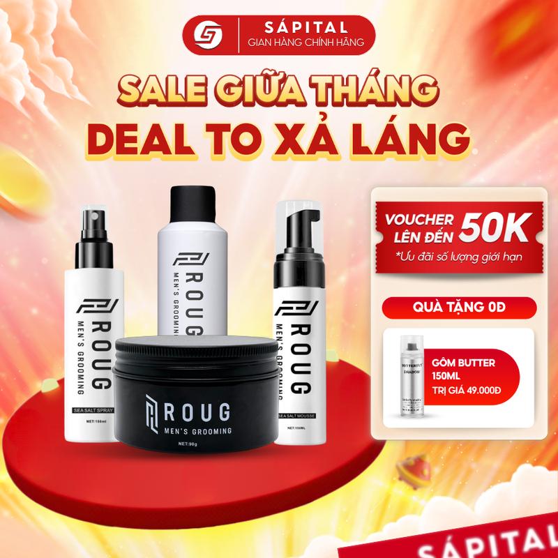 [VERSION 4] Sáp Vuốt Tóc Nam Roug Men's Grooming Matte Clay 90g - Bọt Tạo Kiểu Roug, Gôm xịt tóc Roug, Xịt Tạo Phồng Roug Chính Hãng Singapore - Tặng kèm lược Roug