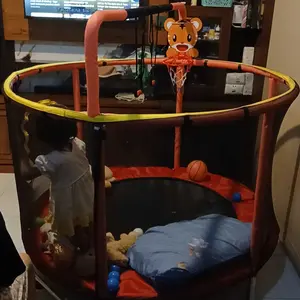 BEIGE Trampolin Anak Premium Diameter 140 cm Beban Maksimal 180kg dengan Pegas Drum & Jaring Samping Mainan Olahraga Outdoor/Indoor Aman Stabil untuk Anak 2–6 Tahun Playground Set Lengkap