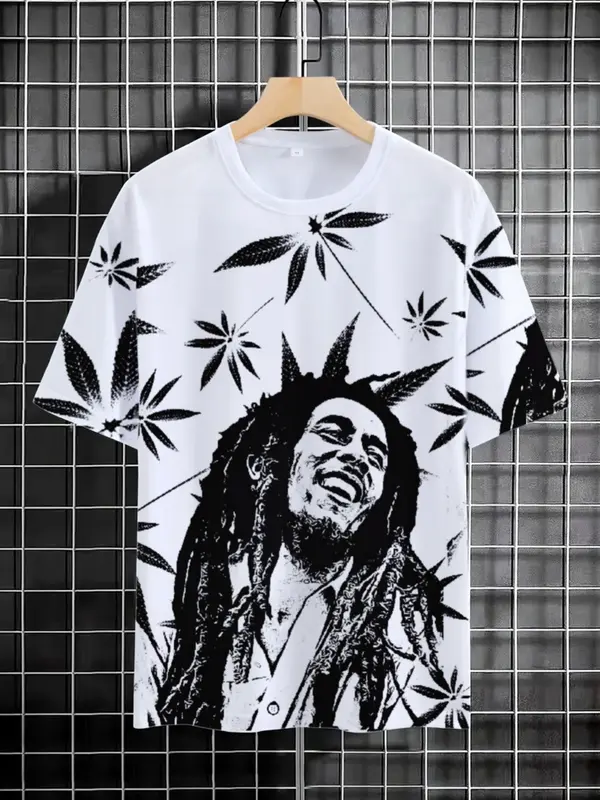 TAKIKICOK  Baju Distro Pria Motif Sablon Digital Printing BOB MARLEY Terbaru 2024 Bahan Cotton 30S Putih Lembut Lengan Pendek Kaos Oversize Atasan Oblong Hitam Cowok dewasa Nyaman T shirt Unisex Keren Panjang 0