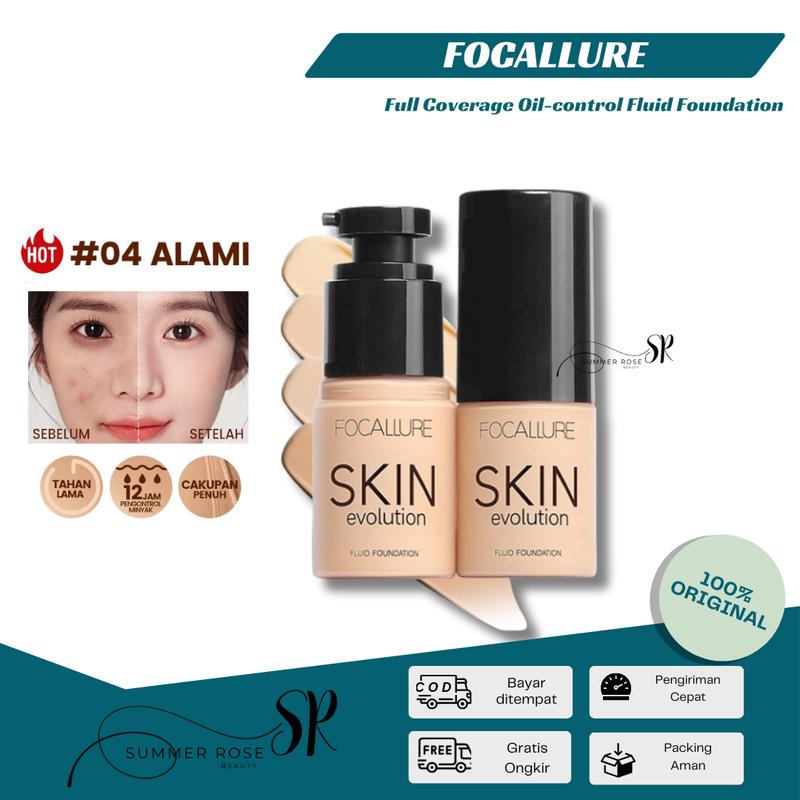 ORIGINAL BPOM FOCALLURE FA30 Full Coverage Oil Control Fluid Foundation Concealer Extract 0