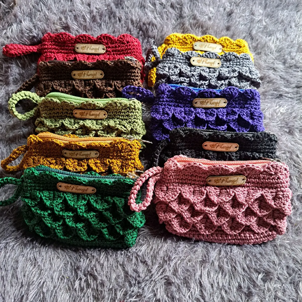dompet koin rajut motif crocodile//dompet rajut