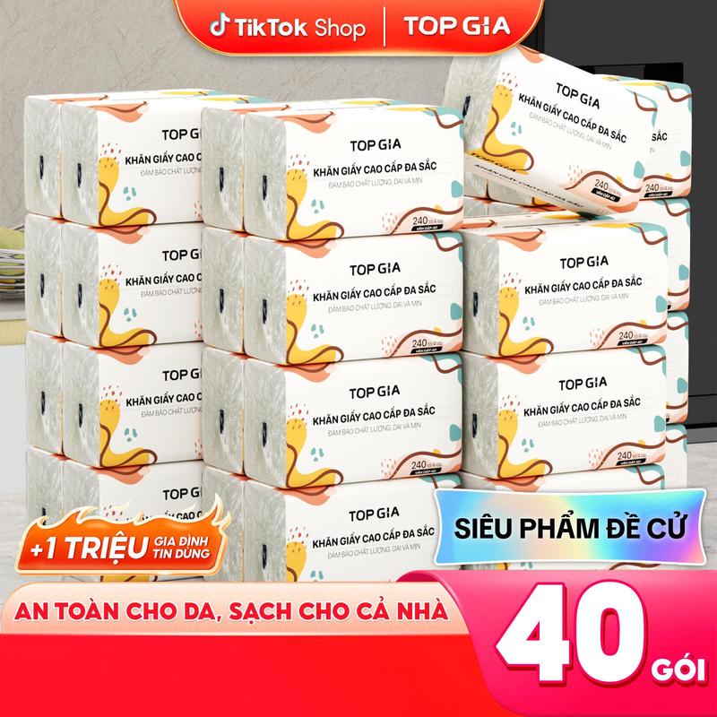 MUA 20 KÈM 20 Thùng 20 nhận thêm 20 gói TỔNG 40 gói giấy Khăn giấy ăn Top Gia đa sắc giấy ăn cao cấp dập vân 4 lớp Mềm Nhà bếp Giấy Vệ Sinh LHN VH1