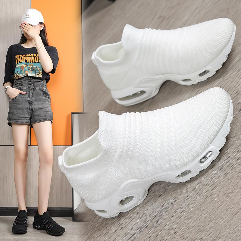 Giày Thể Thao Lưới Thoáng Khí Phong Cách Hàn Quốc, Trang Phục Mùa Hè, Giày Lười, Vớ Co Giãn, Dệt Kim, Dành Cho Nữ giày  thể  thao  độn  đế  7  phân giày  lưới  cho  nữ giày  dây