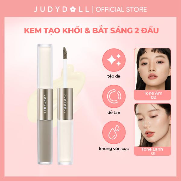 [NEW] JUDYDOLL Kem Tạo Khối & Highlight 2 Đầu Tiện Lợi Dễ Dùng Lâu Trôi 12H Liquid Highlighter & Contour Duo 4,8g