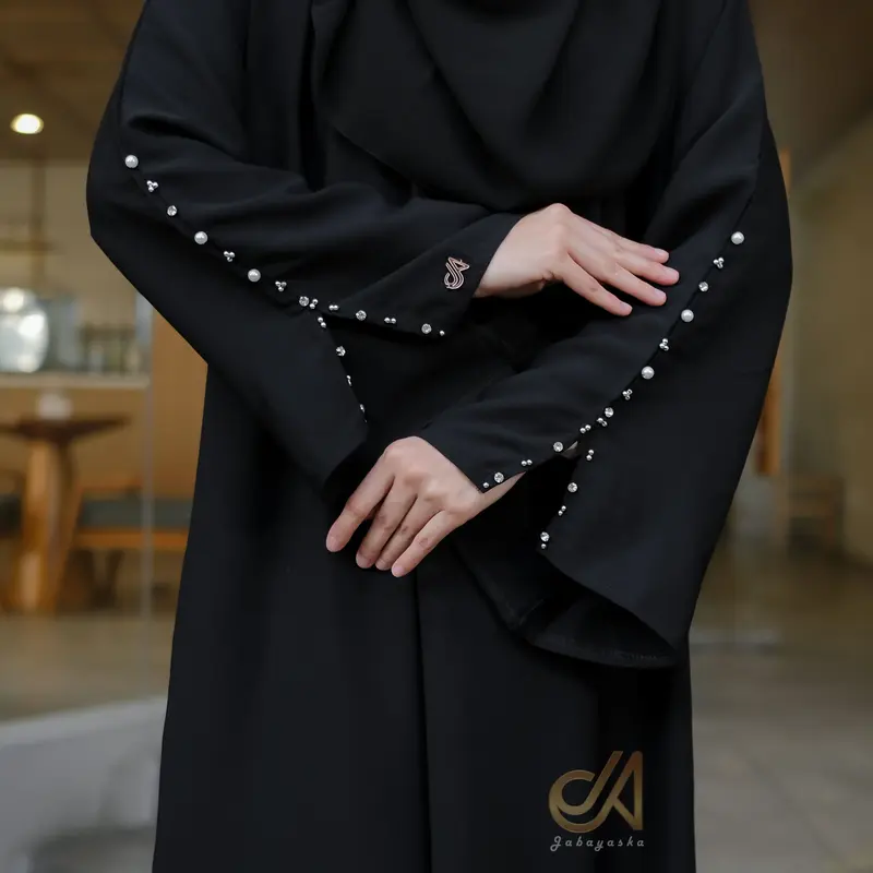 Jabayaska - Mazaya Abaya Forzaleta Gamis Lebaran Dress Hitam Muslim Simple Basic Arab Tangan Mewah Casual Wanita Lembut Dewasa Syari Kaftan Putih Umroh Remaja Turki 3