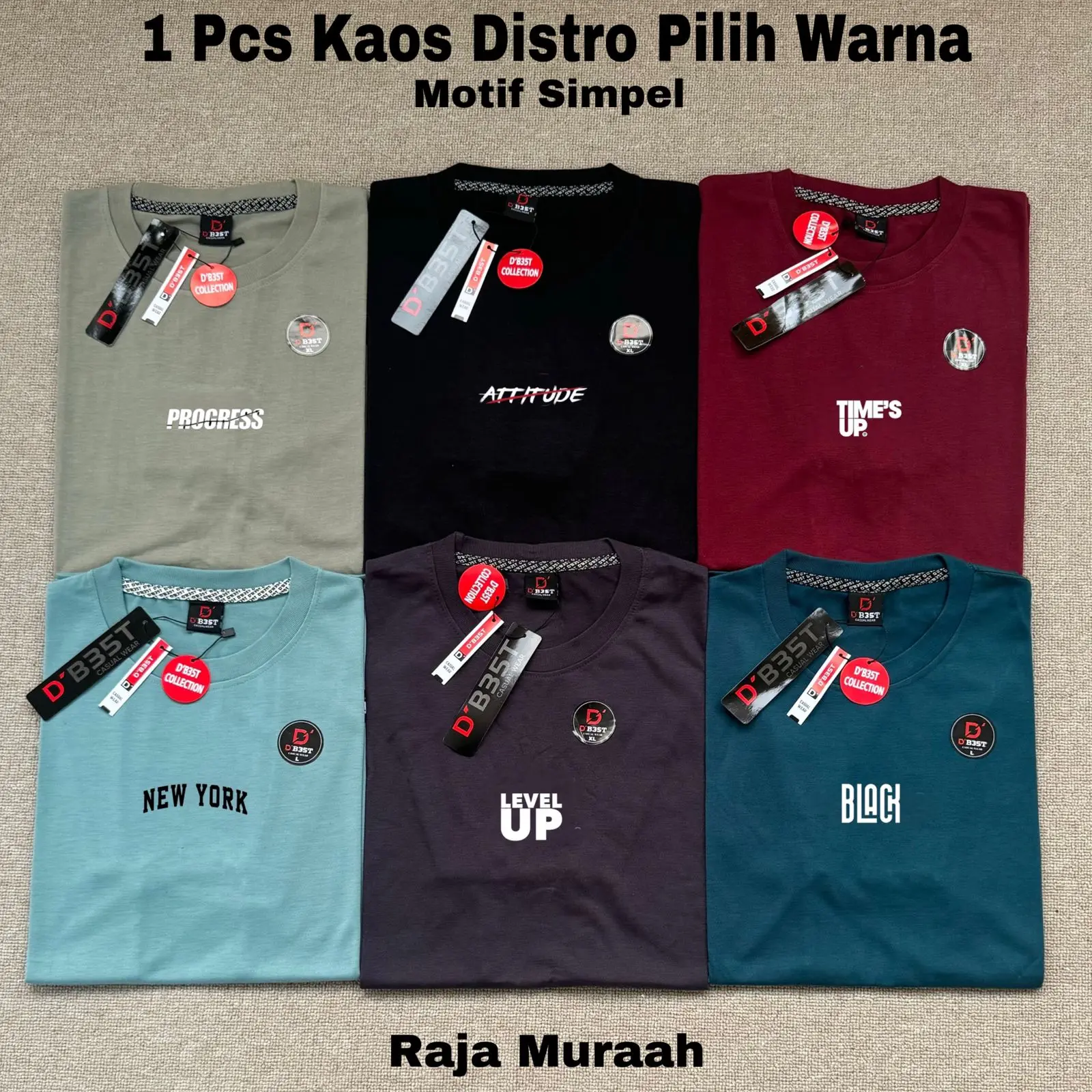 1PCS KAOS DISTRO BAHAN SEMI KATUN 24S MOTIF SIMPEL BISA PILIH WARNA MOTIF RANDOM