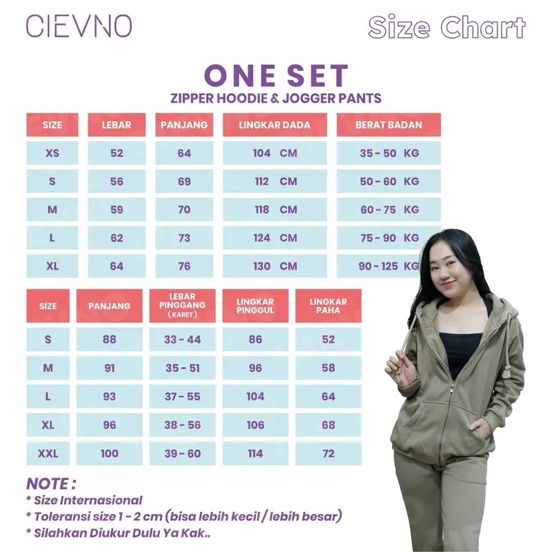CIEVNO - ONE SET HOODIE ZIPPER + CELANA JOGGER PREMIUM NAVY (UNISEX) sweater distro Wanita Hitam Katun Polos Crewneck Panjang Setelan Casual Tebal 2