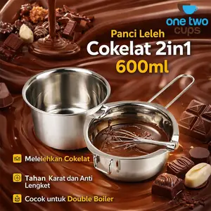 One Two Cups Panci Leleh Coklat Keju 2in1 Melting Chocolate Pot 400ml / 600ml - JS33