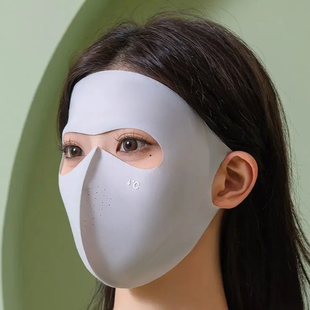 Comfortable Polyester UPF50+ Sunscreen Mask Traceless Small Hole UV Protection Mask Breathable Cool Ice Silk Face Clothing Women