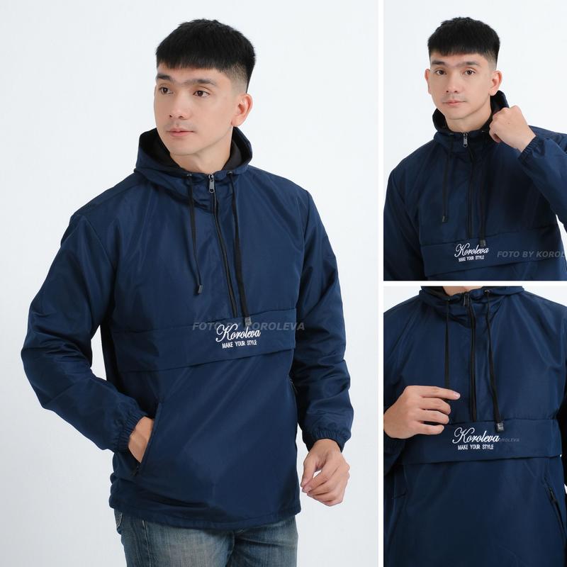 Product Introduction of Jaket pria distro Bandung hoodie dua sisi bolak balik keren grosir pakaian keren jaket cowok jaket parasut jaket parasut pria jaket parka jaket pria distro Nyaman parasut cougle Bordir Waterproof Casual Fleece Sweater Tebal Hitam Jumper Navy jersey set 7
