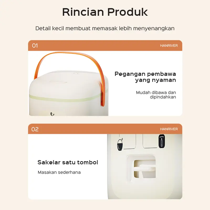 [COD] HAN RIVER HRRC04-03 Rice Cooker Magiccom Portable/ rice cooker mini /Magiccom Mini  Travel version 0.8L 2 variation Color 8