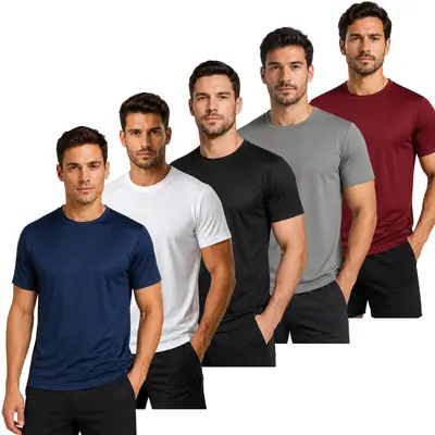 Kit 5 Camisetas Dry Fit Masculina Lisa Básica Academia Seca Rápido