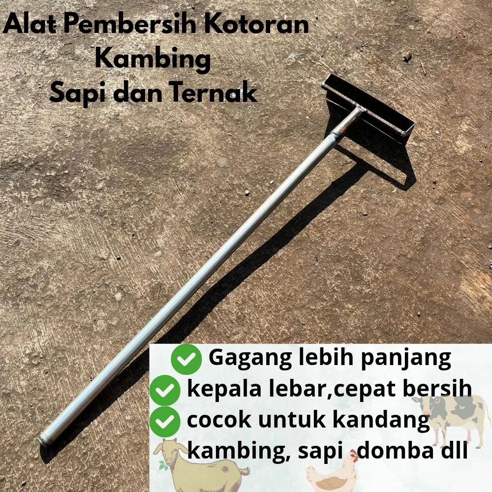Alat Pembersih Kotoran Kambing ,Sapi dan ternak 1 set gagang / Garukan tanah / garukan Gabah