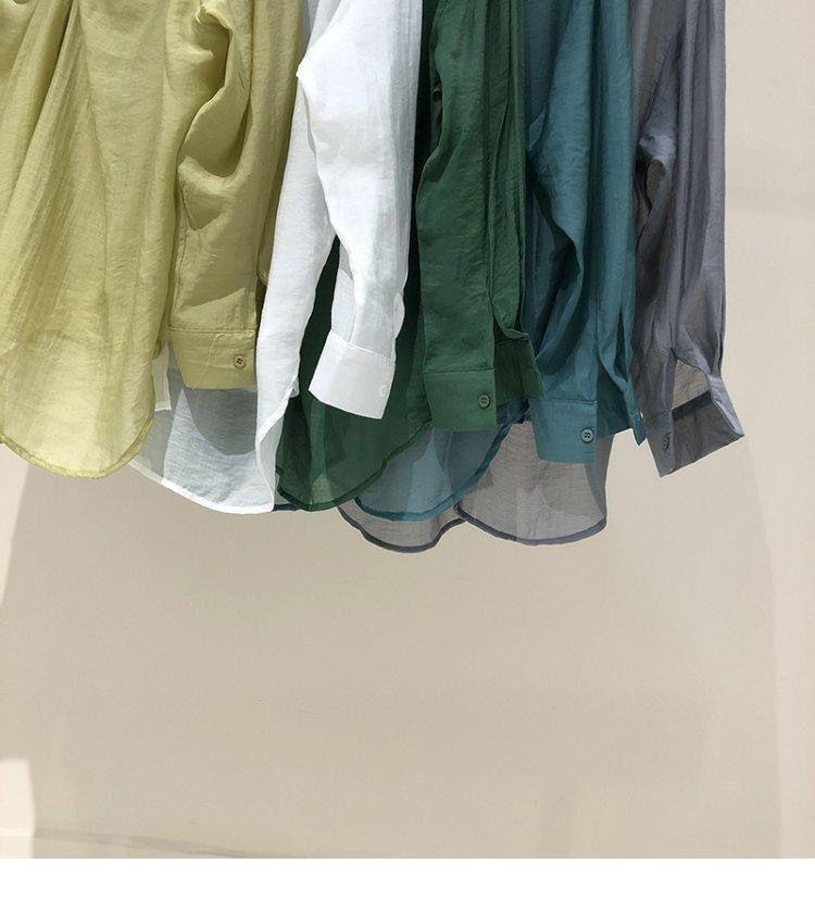Product Introduction of Áo Sơ Mi Nữ Mùa Xuân Và Mùa Hè, Thiết Kế Mỏng, Thoáng Khí, Thích Hợp, Rộng Rãi, Giảm Béo, Áo Dài Tay Có Khe Hở Lưng Đa Năng 7