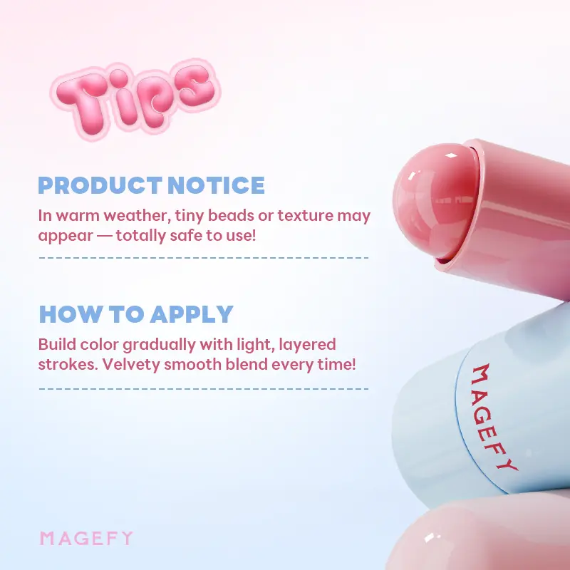 MAGEFY Blush Stick 3-in-1 untuk Pipi, Bibir & Mata – Tekstur Ringan, Hasil Matte Natural, Tahan Lama 12 Jam & Mudah Diratakan MF-F08-ES01 Multiuse Wajah 1