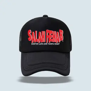 Topi  Team Sakit - salah rehab - topi snapback - topi team sakit dokter lupa diri tanpa resep - topi distro - topi jaring kombinasi hitam putih Hat Pria