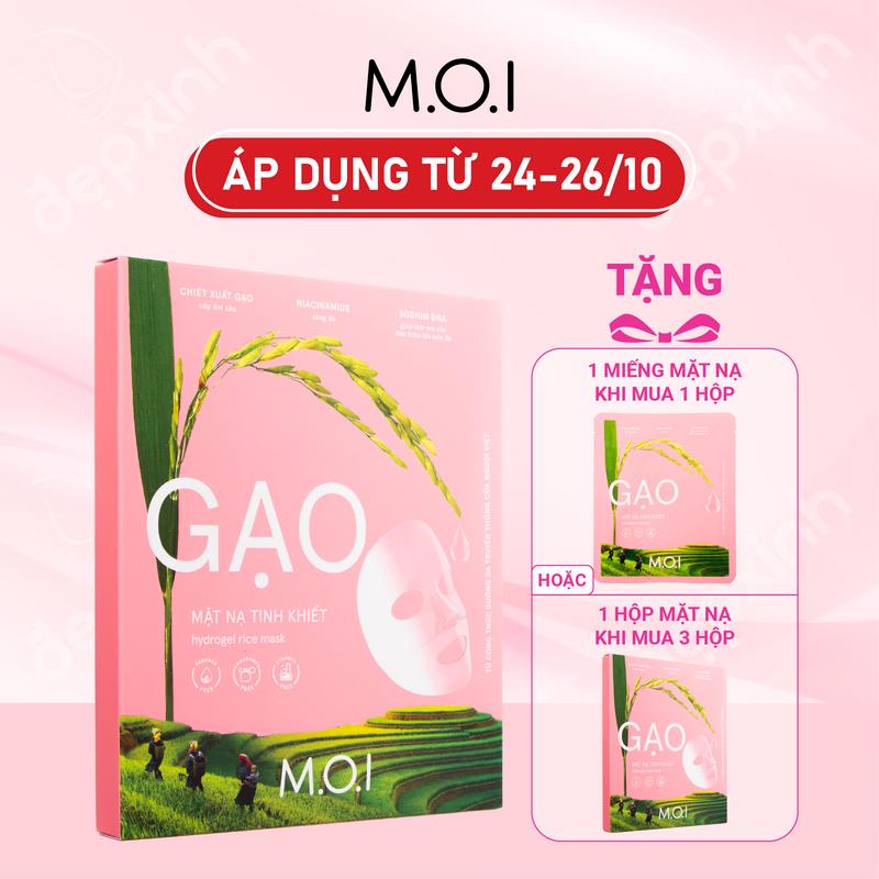 Mặt nạ gạo sáng da M.O.I Hydrogel Rice Mask 32g (Hộp 3 miếng)