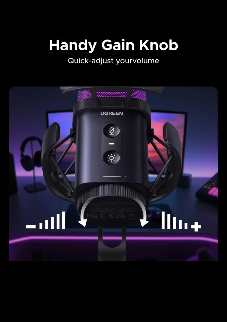 Product Introduction of UGREEN, Micro chuyên nghiệp RGB, Giảm tiếng ồn DSP, Hiệu ứng đèn RGB 96kHz/24-bit, Dành cho Game, Compatible with Windows & MacOS 4