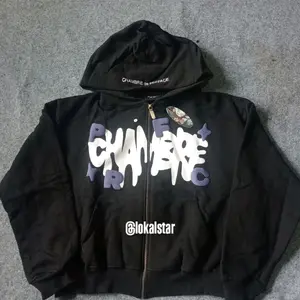 Boxy Zip Hoodie CHMB de PRFC - Twin Spirals Black