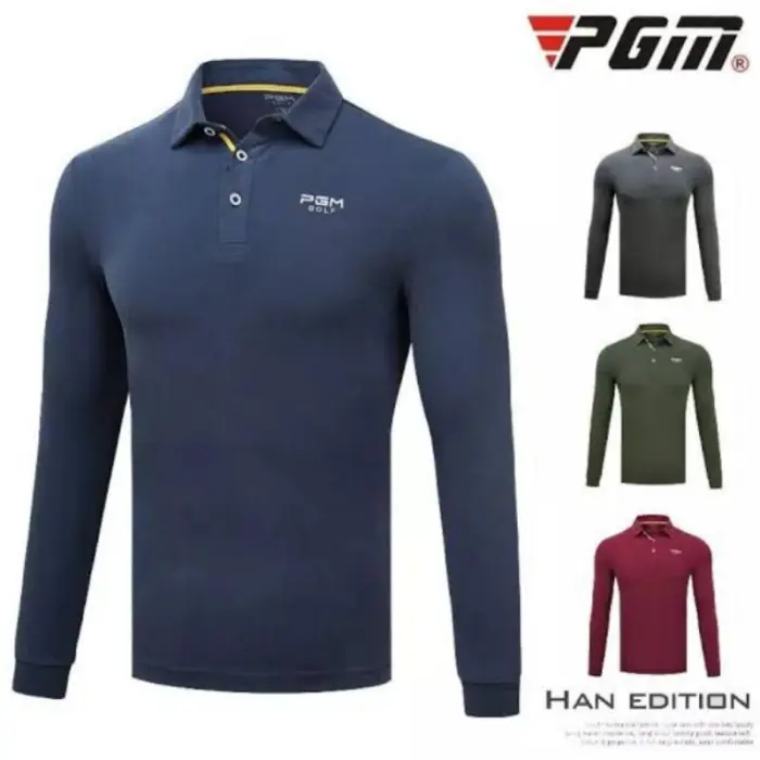 H✔A3 Kaos Kerah Pria Polo Shirt Lengan Panjang Golf Pgm G♫Q7
