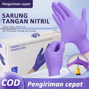 Sarung Tangan Karet Nitril Safeglove Disposable 1 Box Isi 100 Pcs - Pilihan Warna Random - Latex Cleaning Pink Biru