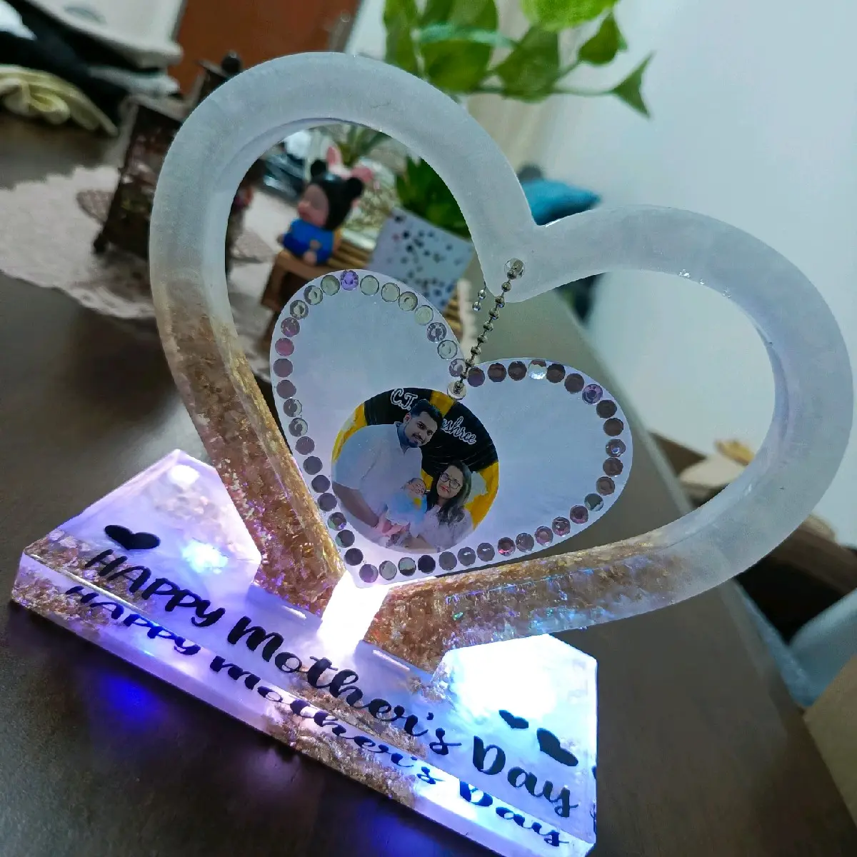 [V.JEY RESINS] Love Hanging Resin Frame - Mothers Day Gift - Fathers Day Gift - Birthday Gift - With Light - Gift Box
